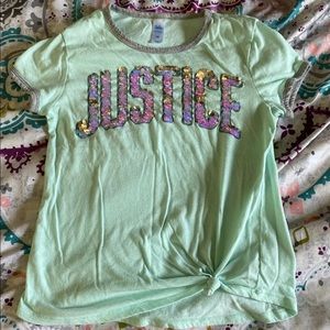 JUSTICE girls mint green top